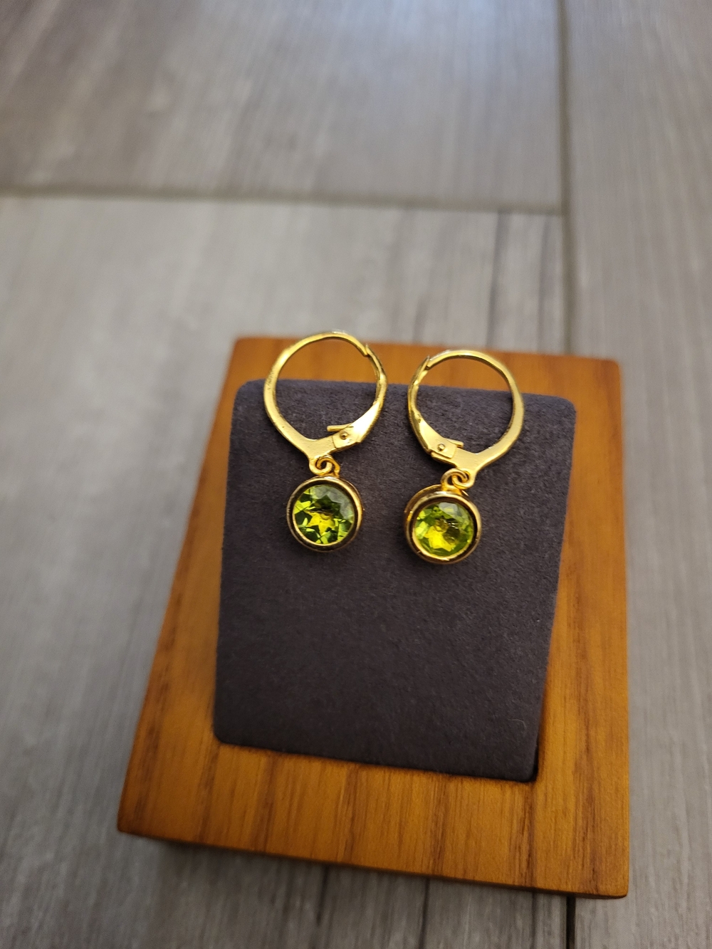 Gold Over Sterling 925 Silver Genuine Peridot Green Drop Earrings